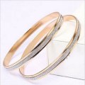 Gold Plated Bangles with Silver Frosted Band - Set of 2