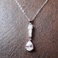 925 Sterling Silver Necklace with Created Diamond Pear Cut Drop Pendant