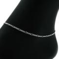 Genuine 925 Sterling Silver Figaro Chain Anklet - Ankle Chain Length 24CM