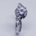 S925 Sterling Silver Swirl 1.00CT Simulated Diamond Ring - Size 7 | P
