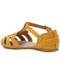 Girls Flat Leather Sandals - Mustard- Size 1