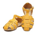Girls Flat Leather Sandals - Mustard- Size 1