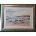 South African Beach Scene - Original watercolour by S. Santilhano (1936-2023)