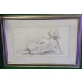 S Santilhano - Large Nude Study in Pencil on Paper