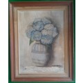 Christmas Roses. Vintage original oil painting. Signed