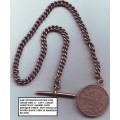 Sterling  silver chain 260mm in length each link hallmarked & ZAR silver 1897 One shilling attatched