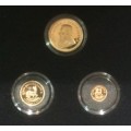 2017 Proof Krugerrand Fractional 3 coin set 1/10th,1/20th, 1/50th 22ct gold 50th Ann 2000 sets struc