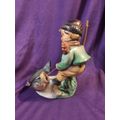 Vintage friedel figurine boy fishing (small chip  on base)