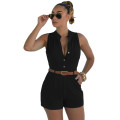 LOCAL STOCK BEAUTIFUL BUTTON AND BELT DETAIL ROMPER