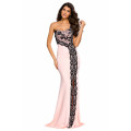 LOCAL STOCK BEAUTIFUL BLACK LACE DETAILING SINGLE SHOULDER DESIGN EVENING GOWN