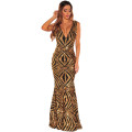 All Over Gold Sequin on Black Maxi Dress Formal Cocktail Party Night Club Evening Wear