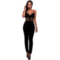 LOCAL STOCK Black Padded Bustier Caged Look Cutaway Sleeveless Jumpsuit