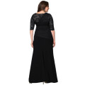 Black Lace Mesh Half Sleeve Maxi Plus Size Dress Formal Cocktail Party Night Club Evening Wear