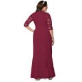Women's Burgundy All Over Lace Plus Size Maxi Dress Formal Cocktail Party Night Club Evening Wear