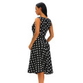Local Stock Black With White Polka Dot Swing Dress Formal Cocktail Party Night Club Evening Wear