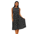 Local Stock Black With White Polka Dot Swing Dress Formal Cocktail Party Night Club Evening Wear