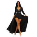 LOCAL STOCK Black Romper Maxi Dress Combo Formal Cocktail Party Night Club Evening Wear