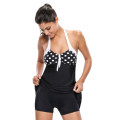 LOCAL STOCK Dot Padded All In One Swimdress One Piece Swimsuit Costume Swimwear Small Plus Size