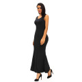 Black Colourful Crochet Back Sleeveless Maxi Dress Formal Cocktail Party Night Club Evening Wear