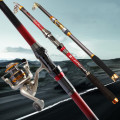 2.4M Carbon Fiber Fishing Rod Portable Telescopic Spinning Travel Compact