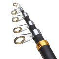 2.4M Carbon Fiber Fishing Rod Portable Telescopic Spinning Travel Compact