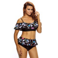 Floral Print Frill Top Off Shoulder Bikini Swimsuit Swimwear Beachwear Costume Small to Plus Size