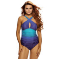 Blue Tones Cross Over Front One Piece Swimsuit Swimwear Beachwear Costume Small to Plus Size