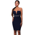 Navy Contrast String Sleeveless Bodycon Dress Formal Cocktail Party Night Club Evening Wear