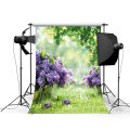 Spring Outdoor Green Grass Purple Flowers Photography Background Backdrop For Studio 3x5ft