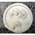 Antique style plaque of girl and baby