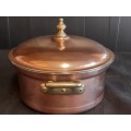 AWESOME ANTIQUE CHRISTIAN WAGNER MADE IN GERMANY COPPER POT WITH BRASS HANDLES AND FINIAL