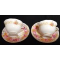 AWESOME ROYAL ALBERT SERENA BONE CHINA PAIR OF 2 DEMITASSE DUOS WITH A STUNNING FLORAL DESIGN