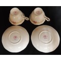 AWESOME ROYAL ALBERT SERENA BONE CHINA PAIR OF 2 DEMITASSE DUOS WITH A STUNNING FLORAL DESIGN