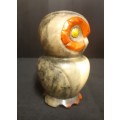 VINTAGE ALABASTER OWL FIGURINE BY M GREGORIETTI VOLTERRA FROM TUSCANY ITALY