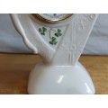 VINTAGE RARE HAND CRAFTED DONEGAL PARIAN IRISH CHINA HARP SHAPED MANTEL CLOCK, NOT TESTED