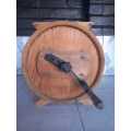GREAT FIND!! RARE ANTIQUE ROUND BARREL TYPE WOODEN BUTTER CHURN WITH AN IRON CRANK HANDLE