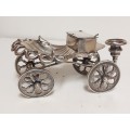 ANTIQUE LATE 19th CENTURY CIGAR HOLDER CARRIAGE WITH A LIDDED MATCH COMPARTMENT AND SHELL ASHTRAY