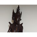 VINTAGE INTRICATELY HAND-CARVED ROSEWOOD ORIENTAL DEITY