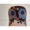 BEAUTIFUL CRYSTAL OWL FIGURINE ART GLASS PAPERWEIGHT BY LANGHAM ENGLAND, WEIGHING 869 GRAM