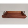 CARROLL BOYES FUNCTIONAL ART:  EARLY DESIGN PEWTER AND WOOD TRAY
