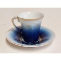 AWESOME RARE VINTAGE VICTORIA AUSTRIA FLOW BLUE CUP AND SAUCER