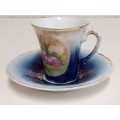 AWESOME RARE VINTAGE VICTORIA AUSTRIA FLOW BLUE CUP AND SAUCER