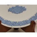 RARE REVERSE COLOUR WEDGWOOD WHITE JASPERWARE VALENTINE`S DAY PLATE WITH INTRICATELY CARVED IMAGES