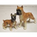 BEAUTIFUL VINTAGE PAIR OF MEISEN MADE IN GERMANY PORCELAIN BOXER DOG FIGURINES