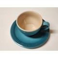 VINTAGE LE CREUSET TEA CUP AND SAUCER IN MINT CONDITION