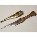 AWESOME BRASS AND SILVER METAL YEMEN DAGGER, BEAUTIFULLY ADORNED