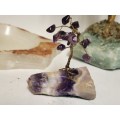 THREE GEMSTONE ARTICLES COMPRISING A SMALL AND LARGE TREE AND A POLISHED BOWL, WEIGHING 1 953 GRAM