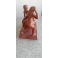 Stunning Solid Sculpture of Woman and Guy with Ball