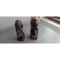 2 x Solid Hand-Carved! African Polished Stone Bust