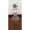 VINTAGE GLASS OIL LAMP With Glass Chimney